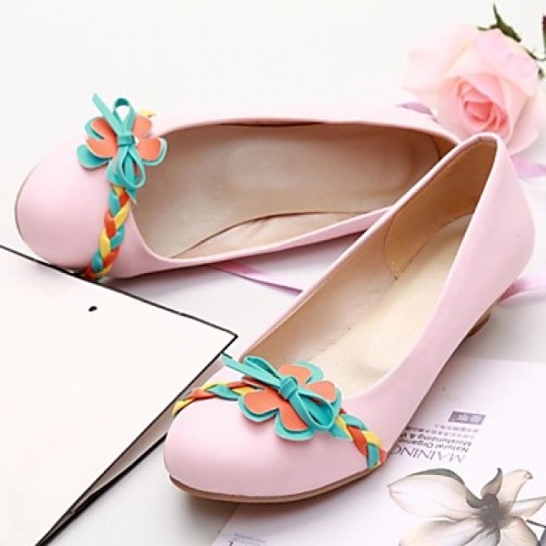 Women's Spring / Summer / Fall Round Toe Leatherette Casual Low Heel Pink / Beige