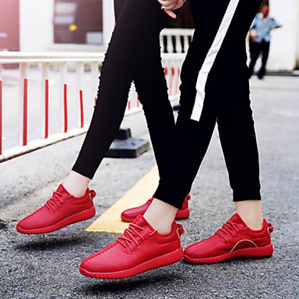 Women's Athletic Shoes Spring / Summer / Fall / Winter Others PU Athletic / Casual Flat Heel Lace-up Black / Red / White Walking / Running