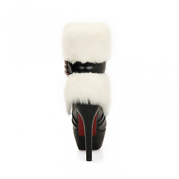 Women's Boots Fall / Winter Fashion BootsCasual Stiletto Heel Fur Black / White Others