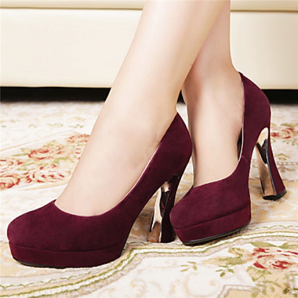 Women's Heels Fall Platform Suede Casual Chunky He...