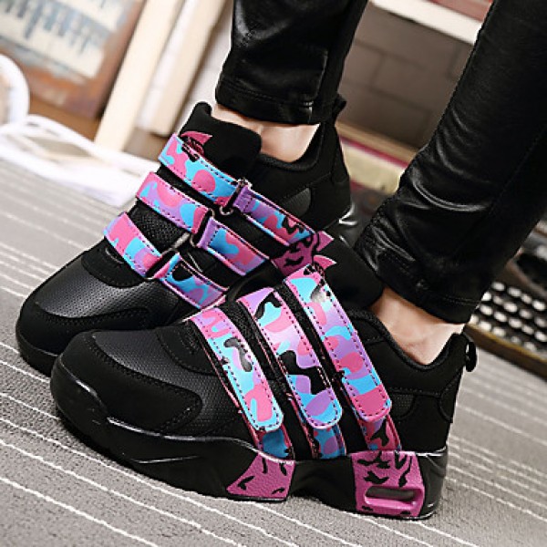 Men's / Women's Sneakers Spring / Fall Comfort PU Casual Flat Heel Magic Tape Blue / Fuchsia / Black and White Basketball