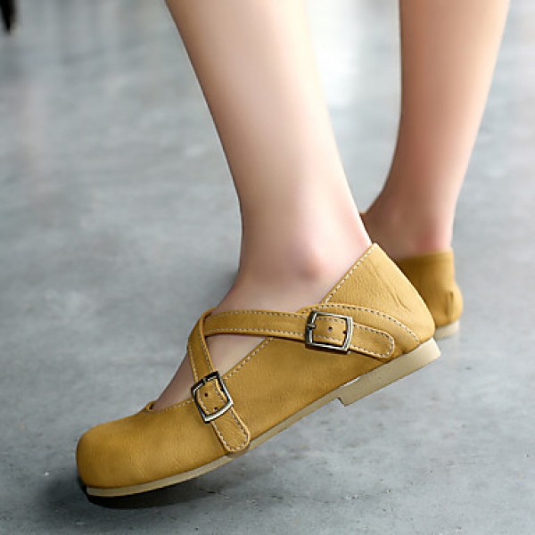 Women's Shoes Flat Heel Comfort / Round Toe Flats Dress / Casual Brown / Yellow / Khaki